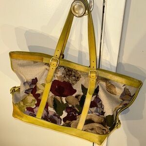 Valentino Vintage Canvas and Leater Floral Weekender tote Bag